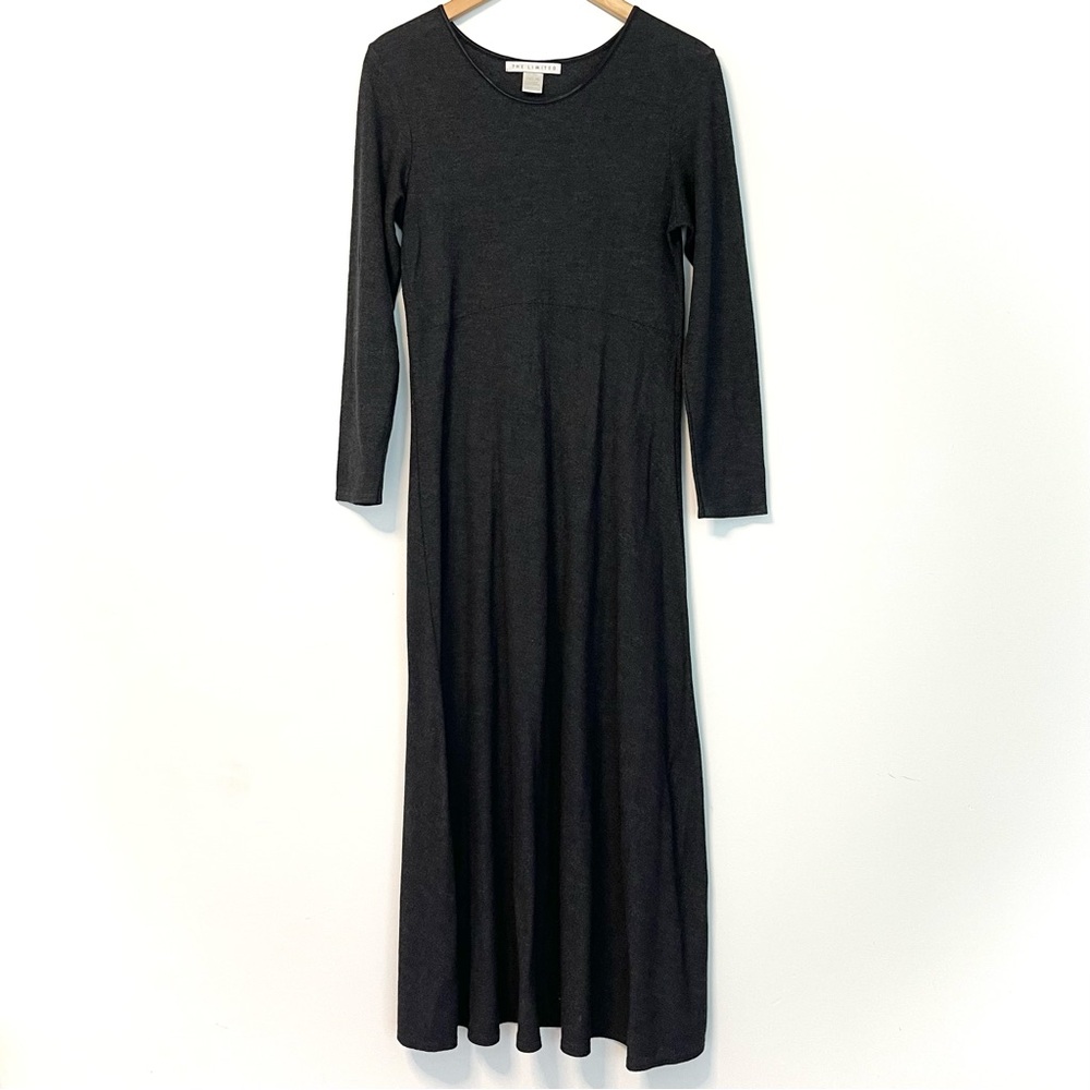 Vintage The Limited Midi Long Sleeve Dress A Line Boucle Texture Gray Medium